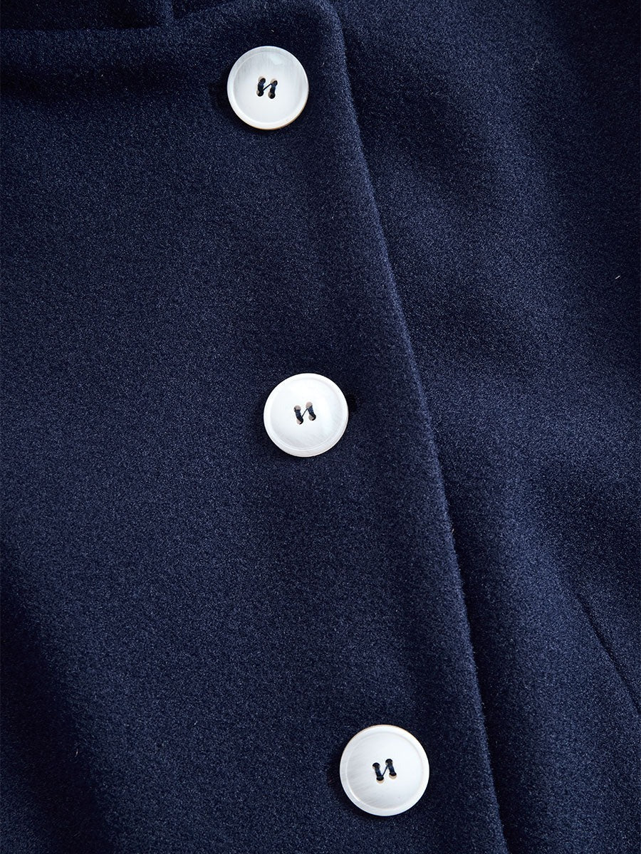 Elegante abrigo largo con cuello alto - Cuello de marinero